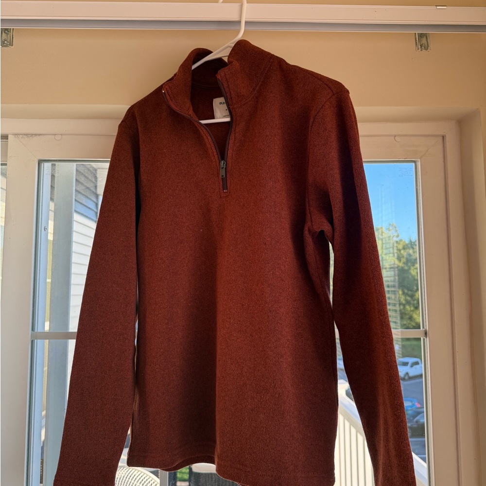 Old Navy Men's Brick Red Zip-Up Sweater